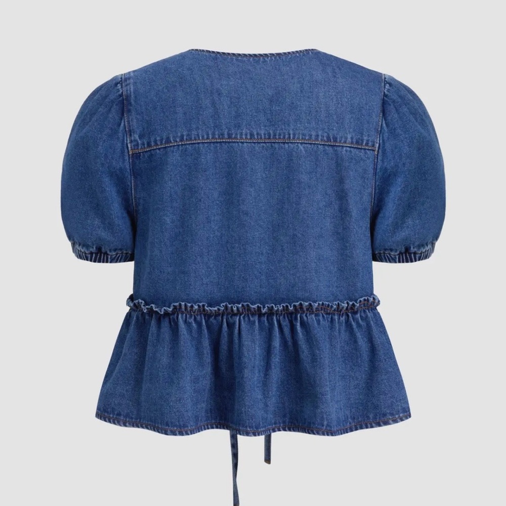 Cider Blue Denim Tie-Front Top size S - Picture 7 of 7